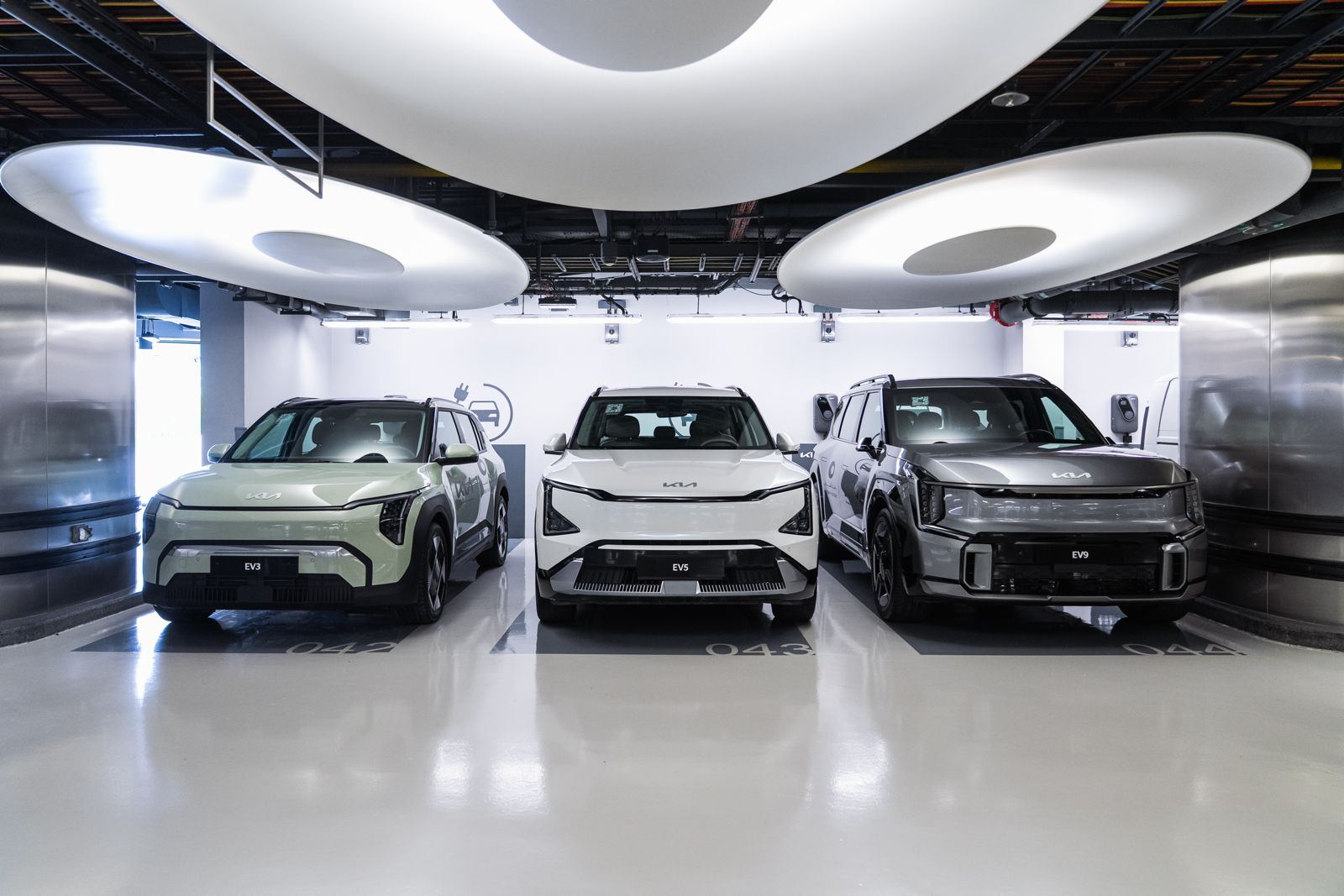 Kia EV3, EV5 and EV9 on display