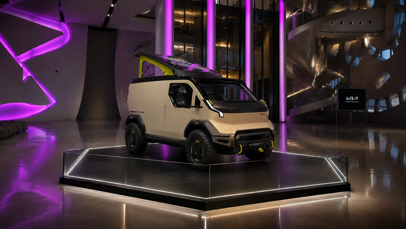 PV5 WKNDR Concept EV Van on display at the Museum of the Future